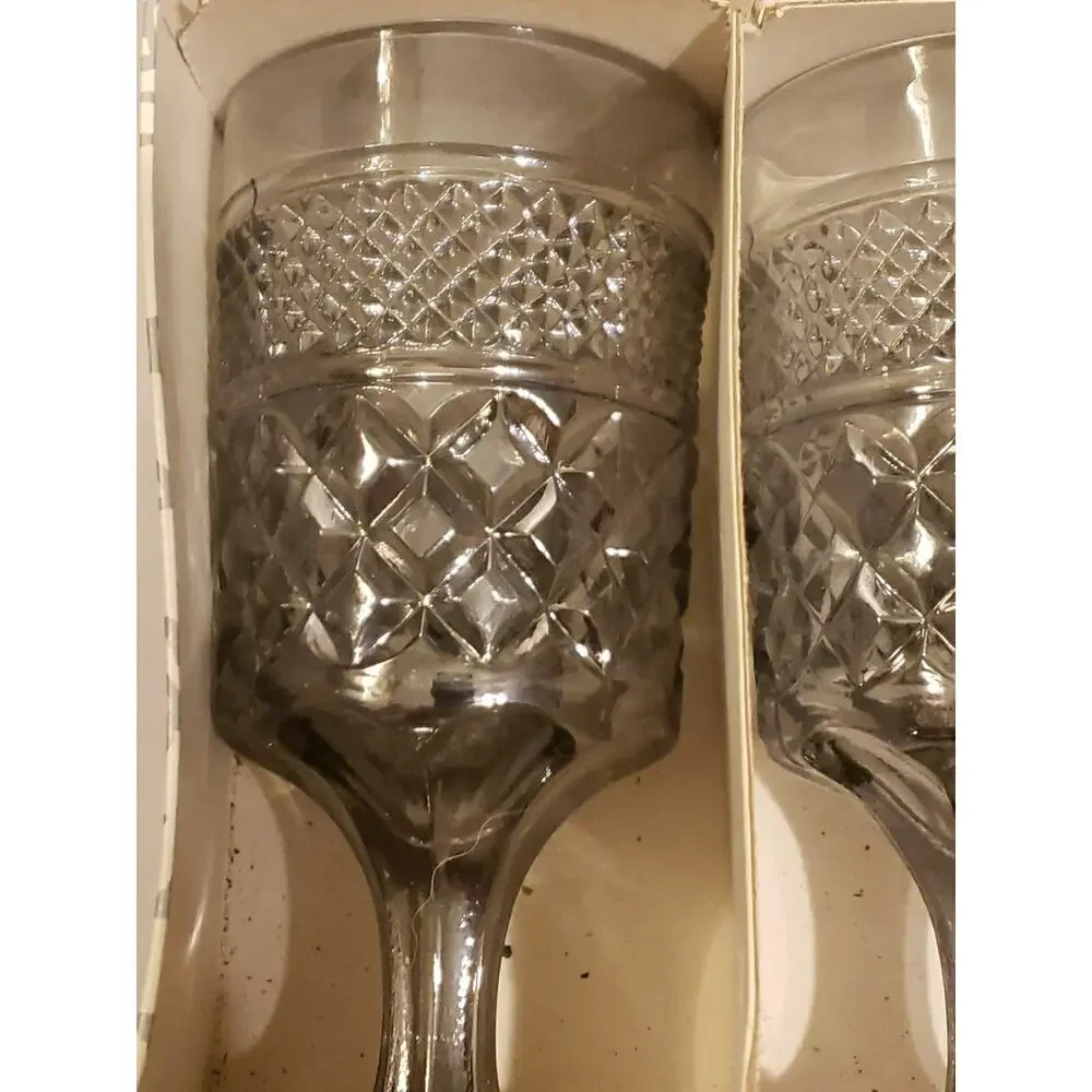 5 Vintage Anchor Hocking Wexford Pattern Cordial Glasses Wine Mist Smoke Color